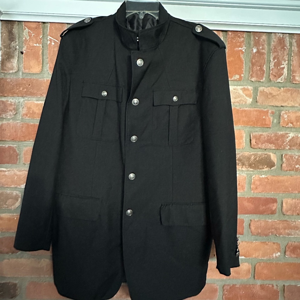 Men's INSERCH Black Military-Style Jacket ~ XL